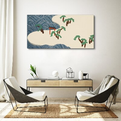 Obraz Canvas Pokojné vlny s bránou torii