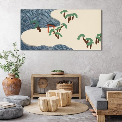 Obraz Canvas Pokojné vlny s bránou torii