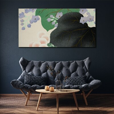 Obraz Canvas Zelený list s kvetmi