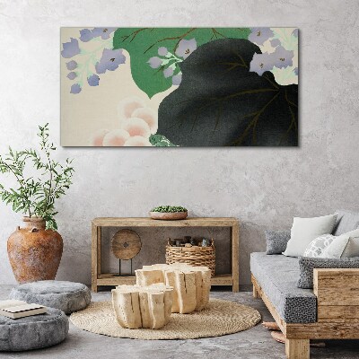Obraz Canvas Zelený list s kvetmi