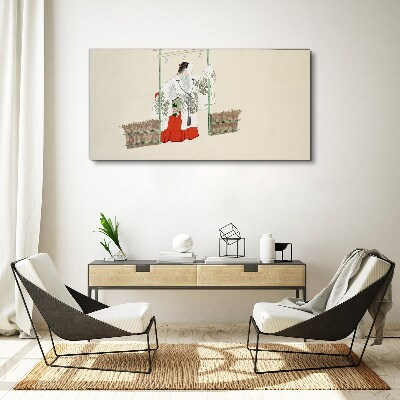 Obraz Canvas Tradičná japonská scéna so ženou