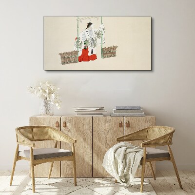 Obraz Canvas Tradičná japonská scéna so ženou