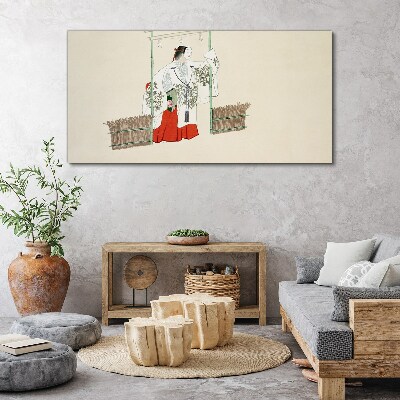 Obraz Canvas Tradičná japonská scéna so ženou