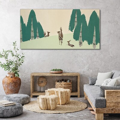 Obraz Canvas Lesný jeleň na pozadí stromov