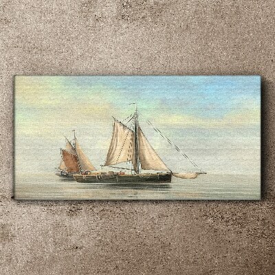 Obraz Canvas Maľovanie mora loďou rybár