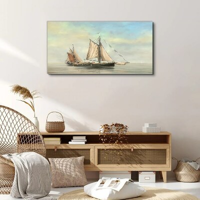 Obraz Canvas Maľovanie mora loďou rybár