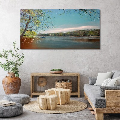 Obraz Canvas Loď voda riečny stromy