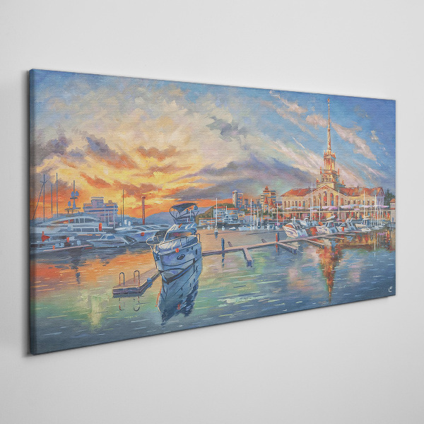 Obraz Canvas Západ slnka nad prístavom