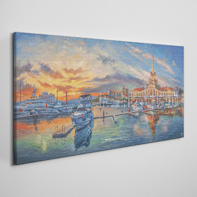 Obraz Canvas Západ slnka nad prístavom