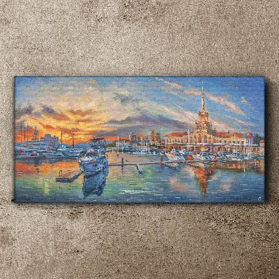 Obraz Canvas Západ slnka nad prístavom