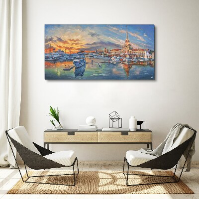 Obraz Canvas Západ slnka nad prístavom