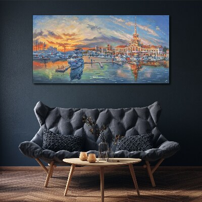 Obraz Canvas Západ slnka nad prístavom