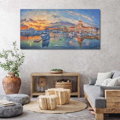 Obraz Canvas Západ slnka nad prístavom