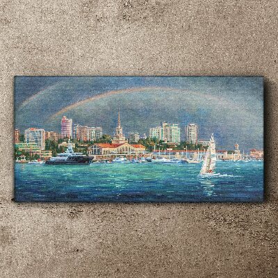 Obraz Canvas Morská panoráma s dúhou