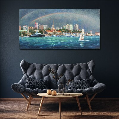 Obraz Canvas Morská panoráma s dúhou