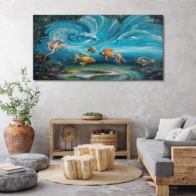 Obraz Canvas Podvodný tanec delfínov a rýb