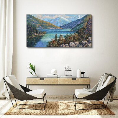 Obraz Canvas Horská krajina pri jazere