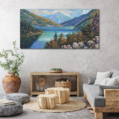 Obraz Canvas Horská krajina pri jazere