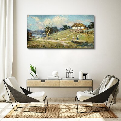 Obraz Canvas Vidiecka scenéria s rybármi