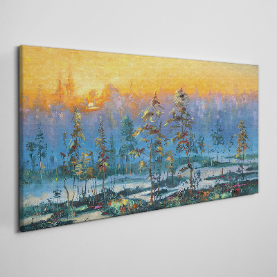 Obraz Canvas Maľovanie lesa slnko