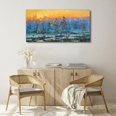 Obraz Canvas Maľovanie lesa slnko