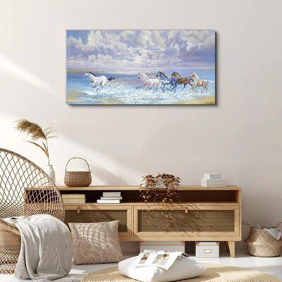 Obraz Canvas Maľovanie koní pobrežie