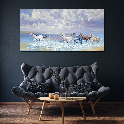 Obraz Canvas Maľovanie koní pobrežie