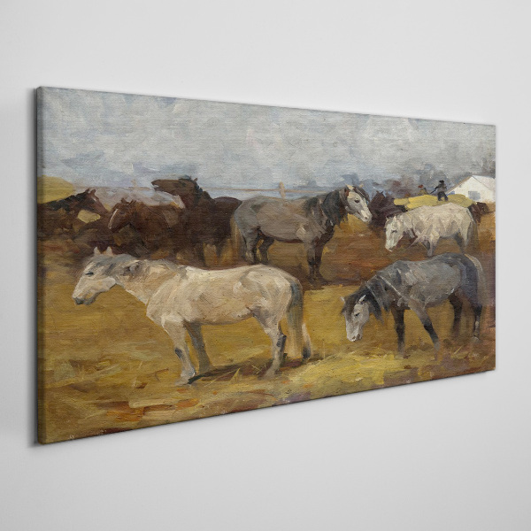 Obraz Canvas Pastierska krajina s koňmi