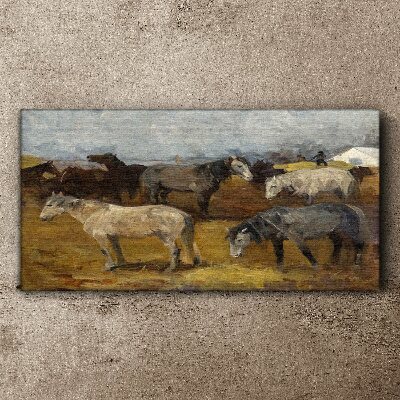 Obraz Canvas Pastierska krajina s koňmi