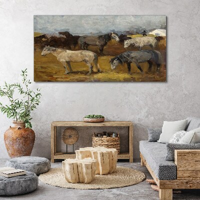 Obraz Canvas Pastierska krajina s koňmi