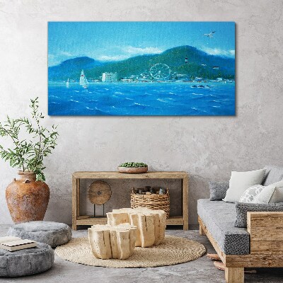 Obraz Canvas Prímorská krajina so zábavným parkom