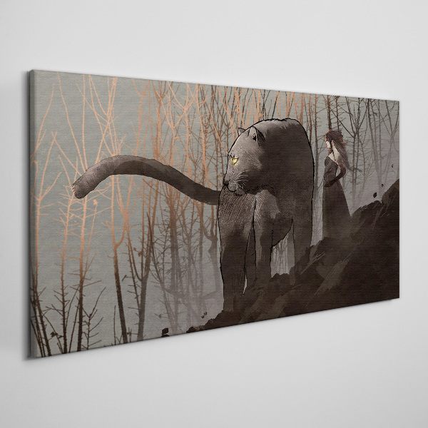 Obraz Canvas Čierny panter a tajomná postava
