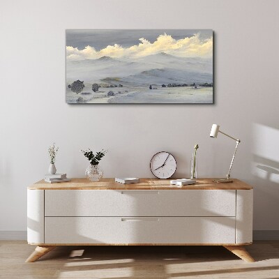 Obraz Canvas Zahmlená horská panoráma