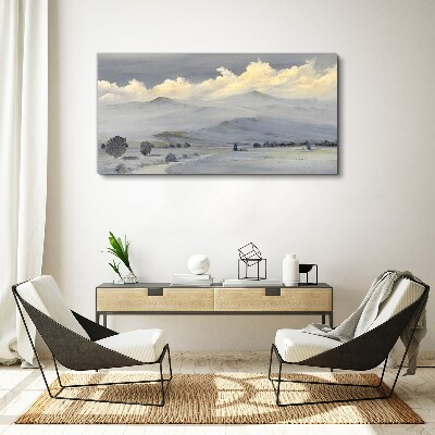 Obraz Canvas Zahmlená horská panoráma