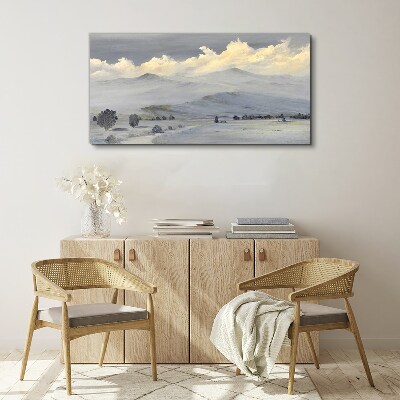 Obraz Canvas Zahmlená horská panoráma