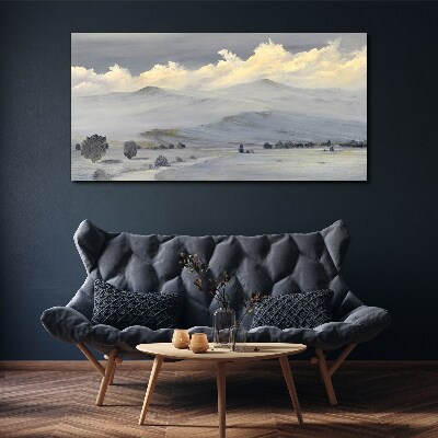 Obraz Canvas Zahmlená horská panoráma