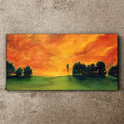 Obraz Canvas Západ slnka stromy neba
