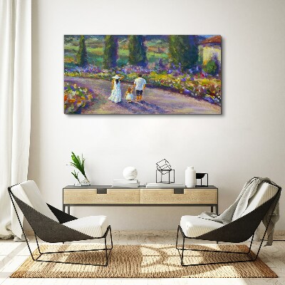 Obraz Canvas Rodinná prechádzka vo farebnej záhrade