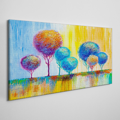 Obraz Canvas Farebné stromy vo svetle západu slnka