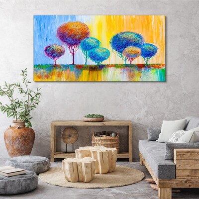 Obraz Canvas Farebné stromy vo svetle západu slnka