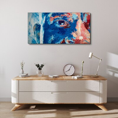 Obraz Canvas Intenzívna tvár v modrých odtieňoch