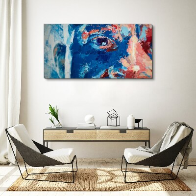 Obraz Canvas Intenzívna tvár v modrých odtieňoch