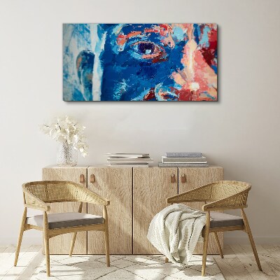 Obraz Canvas Intenzívna tvár v modrých odtieňoch
