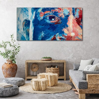 Obraz Canvas Intenzívna tvár v modrých odtieňoch