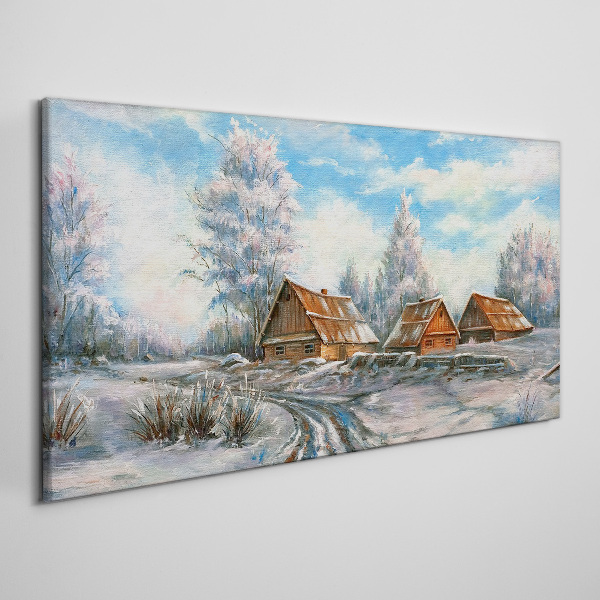 Obraz Canvas Zimná krajina s chatkami