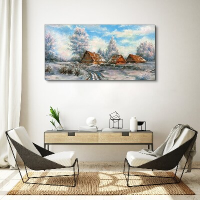 Obraz Canvas Zimná krajina s chatkami