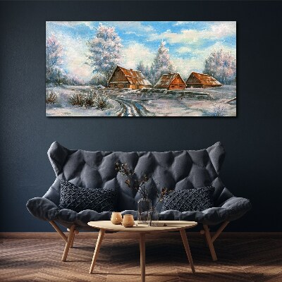 Obraz Canvas Zimná krajina s chatkami