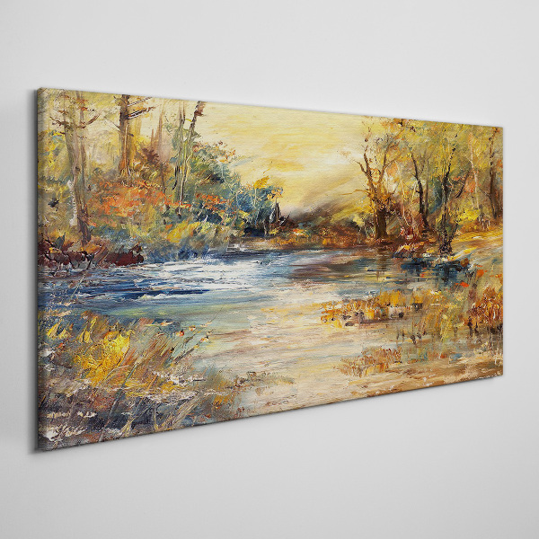 Obraz canvas Jesenná rieka v zlatých farbách