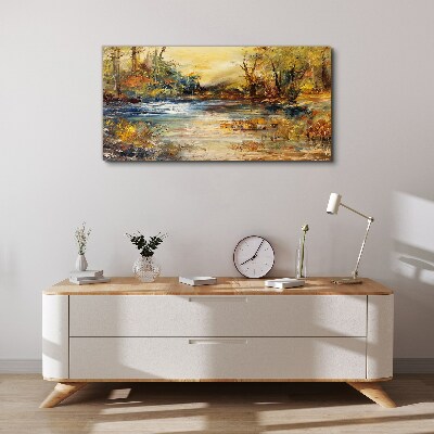 Obraz canvas Jesenná rieka v zlatých farbách