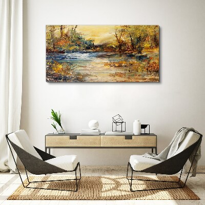 Obraz canvas Jesenná rieka v zlatých farbách